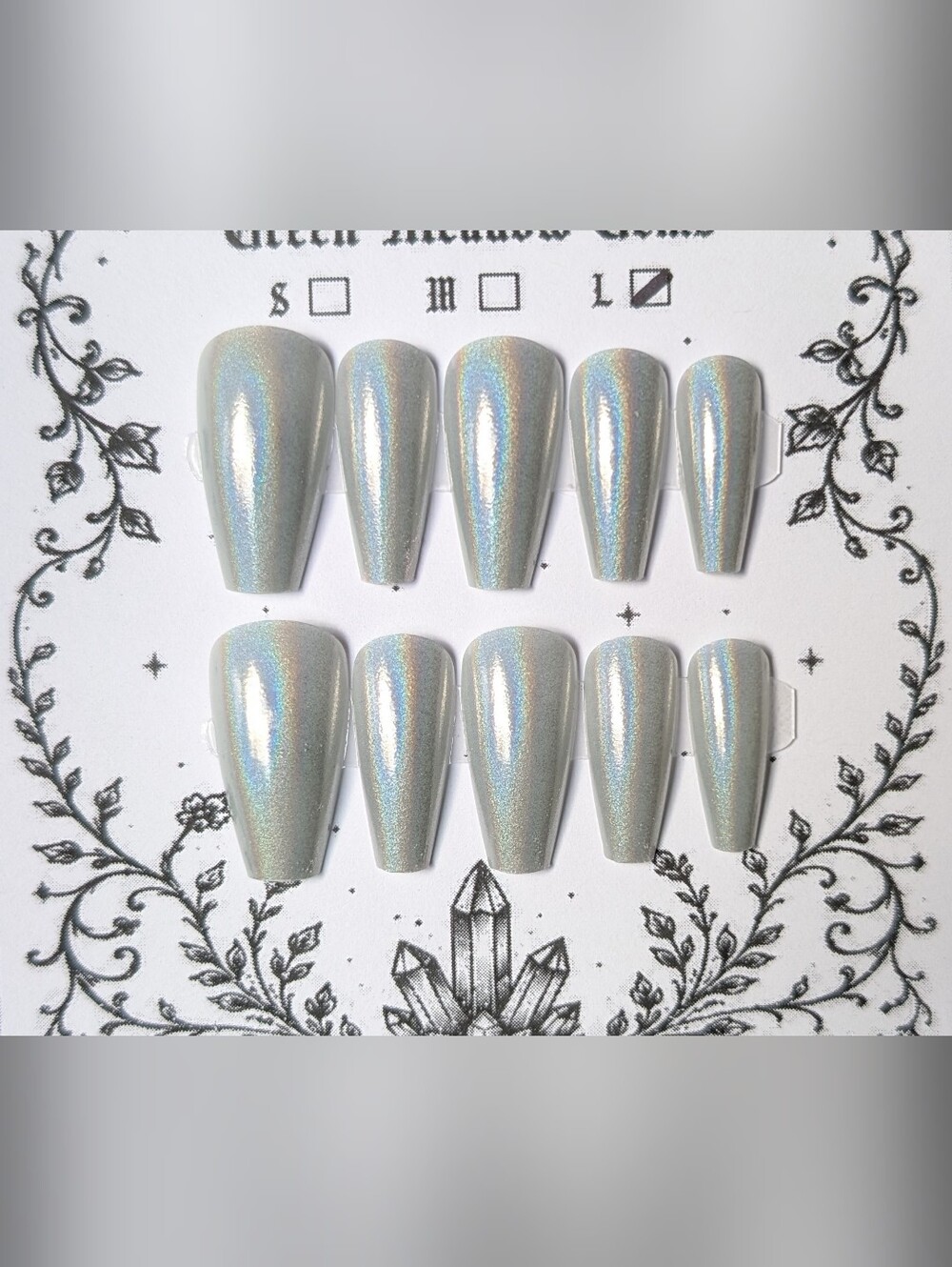 ❤️ 10pc Handmade Cat Eye Coffin Square Press-On Premium Nails Size: Large